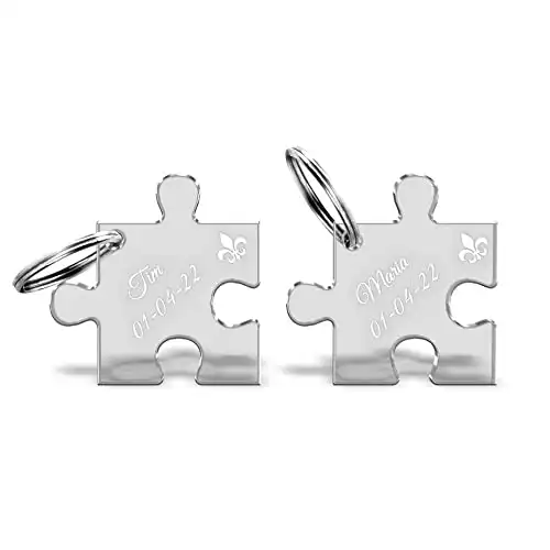 CHRISCK design 2 Schlüsselanhänger Puzzle mit deiner persönlichen Gravur - Spruch oder Namen aus Acrylglas schöne Geschenkidee, Geschenk für Freunde beste Freundinnen Puzzleteil
