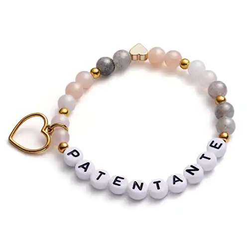 LParkin Armband Patentante Geschenk, Willst Du Meine Patentante Sein, Handmade Edelstein Perlen Stretch Armbänder