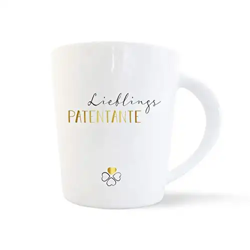mintkind® Kaffeebecher Lieblings Patentante | Geschenk-Idee für die Taufpatin | Porzellan-Tasse als Geschenk vom Patenkind für die beste Patentante zum Geburtstag