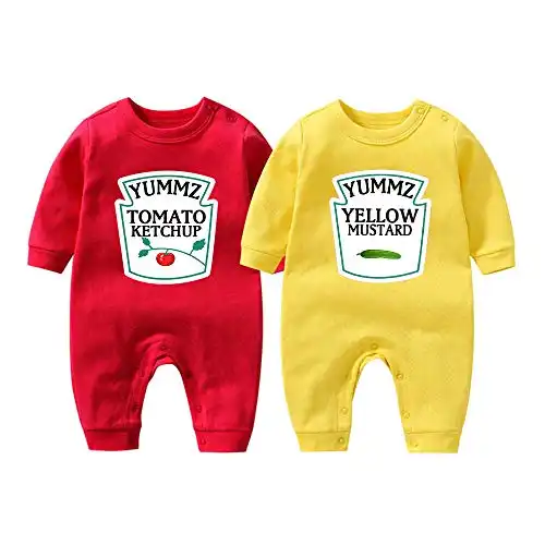 culbutomind Baby Zwillinge Body Junge Mädchen Strampler Yummz Tomato Mustard Farbe Rot gelb Fun Baby Lustig Geschenke Geburt Babykleidung（Yummz KM-S3M bodysuit）
