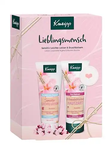 Kneipp Geschenkpackung Lieblingsmensch - Set: Duschbalsam Mandelblüten Hautzart (200ml) + Mandelblüten Hautzart Sensitiv Leichte Lotion (200ml) - inkl. Geschenkbox