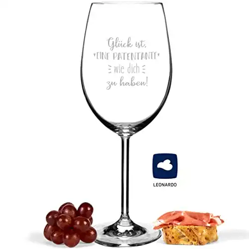JUNIWORDS Weinglas mit Gravur, Glück ist, eine Patentante wie dich zu haben, Rotweinglas