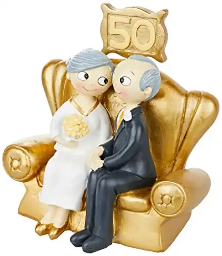 Mopec Pop & Fun Figur für Hochzeitstorte, Gold, 50. Jahrestag, 16 x 16,5 cm, Dark Gold