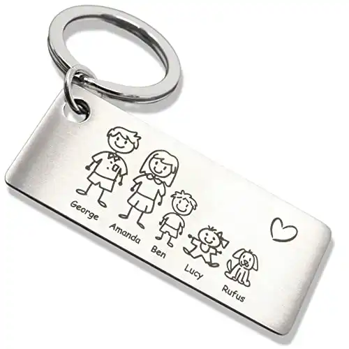 SMARTEON Schlüsselanhänger mit Gravur Familie | Anhänger mit Namen der Kinder, Enkelkinder, Familienname | Schlüsselanhänger personalisiert | Personalisierte Geschenke | Familien-Geschenk