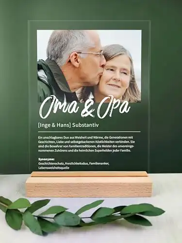 Oma und Opa Geschenk personalisiert - Acryl Foto Geschenk: Definition wie im Duden - Geschenke für Großeltern, Bester Opa, Geschenk Oma & Opa, Geschenke für Großeltern zum Geburtstag