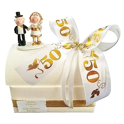Geld Geschenk zur goldenen Hochzeit - Geschenkbox mit Goldpaar