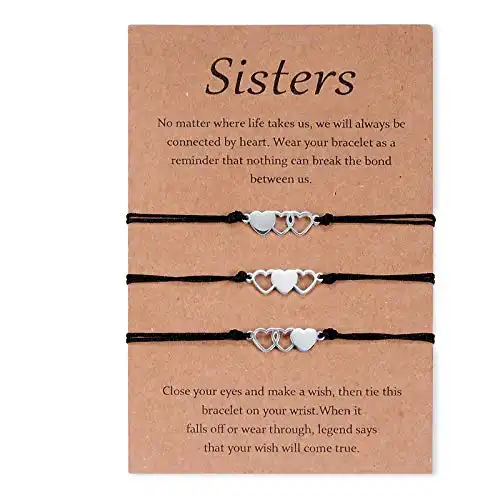 CheersLife 3 Stück Schwester Armband Edelstahl passende Armbänder Geschenk für Mutter und Tochter Hollow Out Herz Armbänder