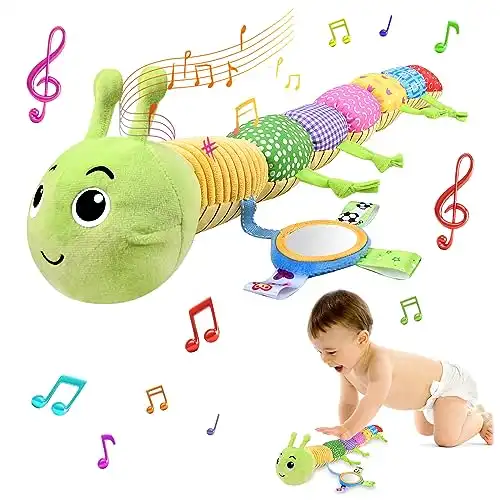 FORMIZON Baby Musical Raupe Kuscheltier, Raupe Plüschtier Spielzeug mit Lineal, Greifling zum Rasseln Baby, Baby Stofftier Spielzeug, Tolles Geschenk für Jungen und Mädchen