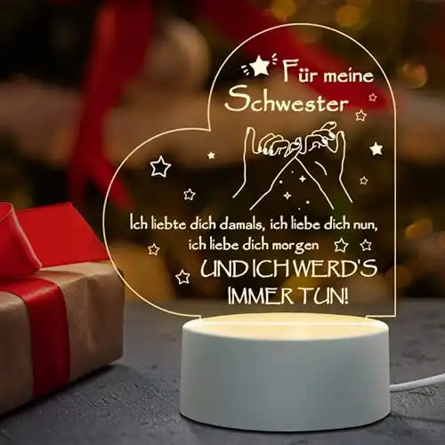 Juratar Weihnachten Schwester Geschenk, Nachtlicht LED Lampe Geschenk für Schwester Geburtstag, Personalisierte Große Schwester, Beste Schwester Geschenke