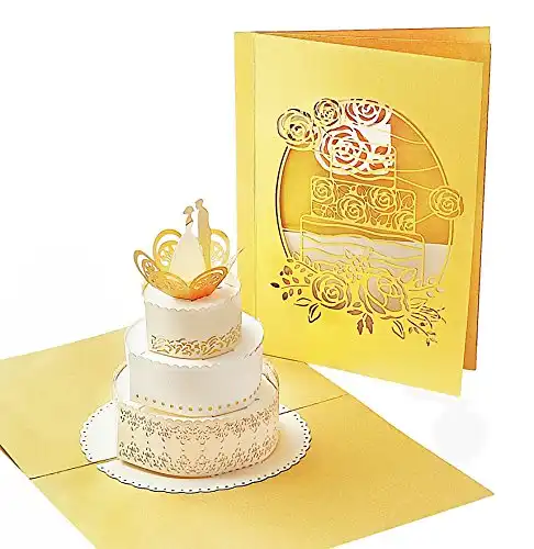 Stilvolle Hochzeitskarte mit extra Seite für Grüße - einzige 3-seitige Glückwunschkarte zur Hochzeit - 3D Pop-Up Karte als Hochzeits-Geschenk - auch zur goldenen Hochzeit 50