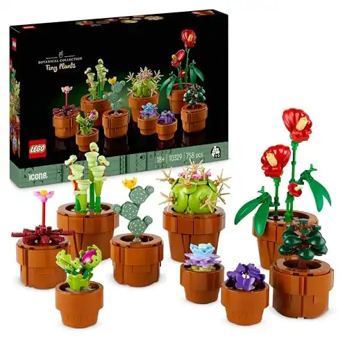 LEGO Icons Mini Pflanzen, 9 künstliche Blumen zum Bauen, Botanical Collection Sammel-Set für Erwachsene, Geschenk für Sie & Ihn zum Valentinstag, Wohndeko mit baubarem Terrakotta-Topf 10329